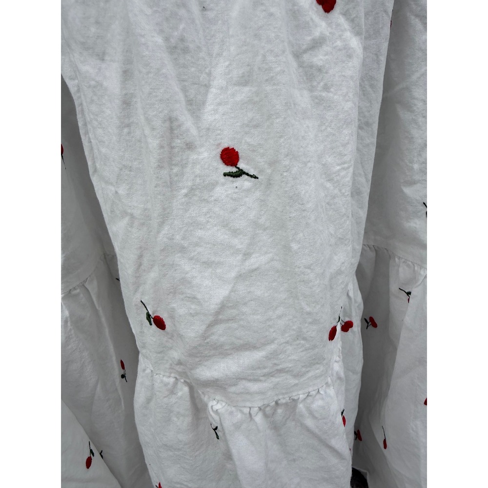 Cider White Cherry Embroidered Tiered Maxi Skirt Cottagecore Coquette Cotton XL - Picture 4 of 9